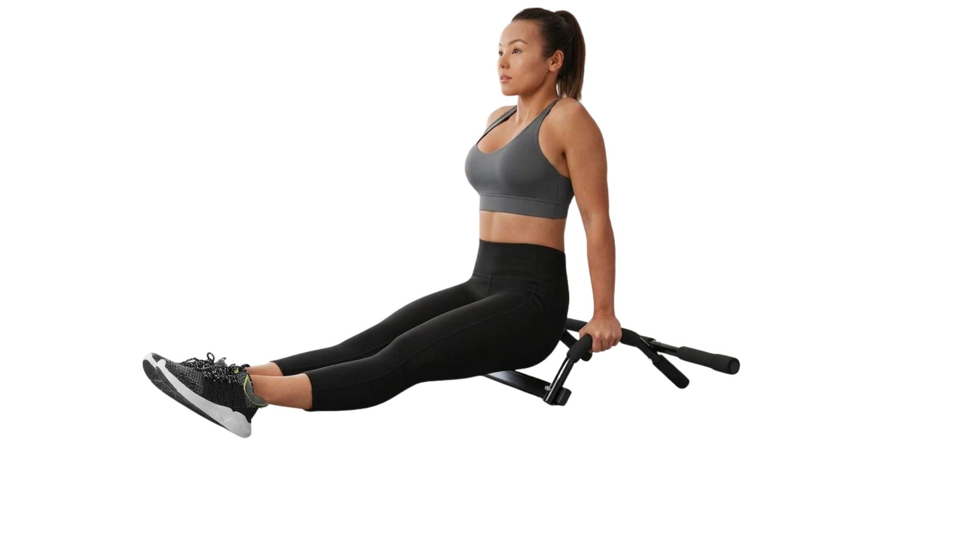 woman using a pull up bar to do exercise stamina products