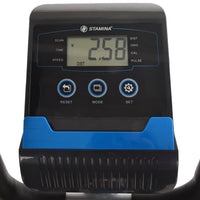 elliptical exercise machines console with digital display and control buttons on a white background