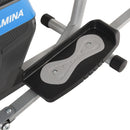 Close-up of a foot pad on an elliptical machine with 'stamina products' branding.