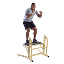 Man using a outdoor training equipment on a white background