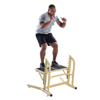 Man using a outdoor training equipment on a white background