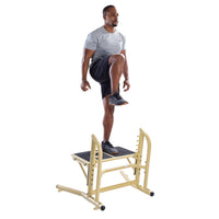 Person using a outdoor training equipment on a white background