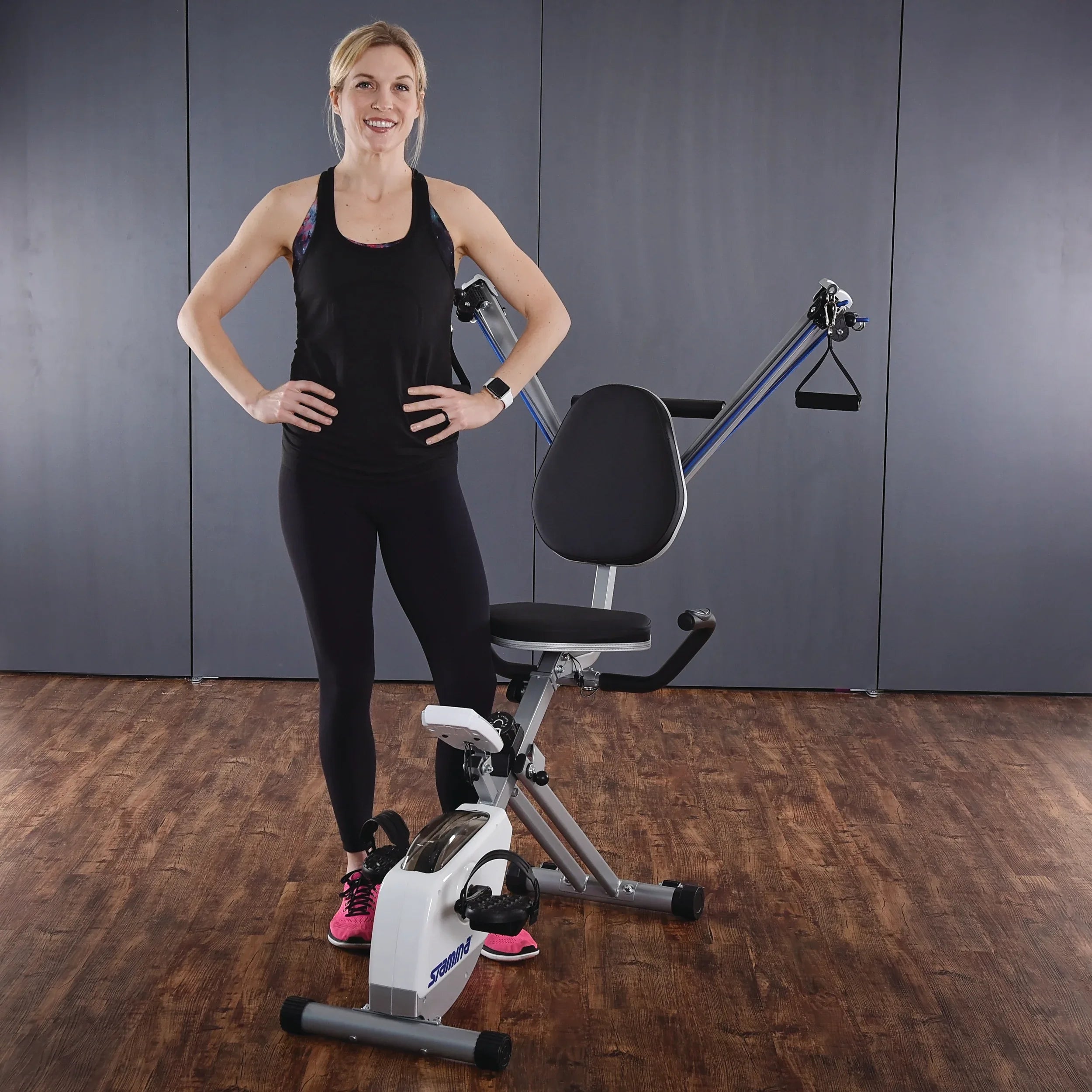foldable recumbent stationary bicycle Stamina Bike + Strength System Beginner Workout
