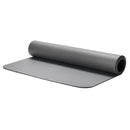 Gray for exercise equipment mat rolled up on a white background