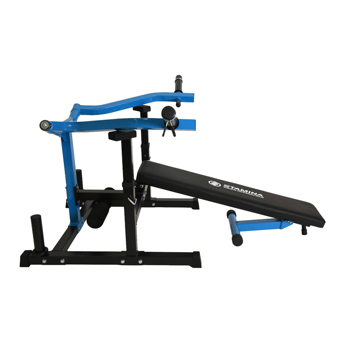 Stamina Bench Press Machine 50-3100 with connected press arms and cushioned bench for home chest workouts side