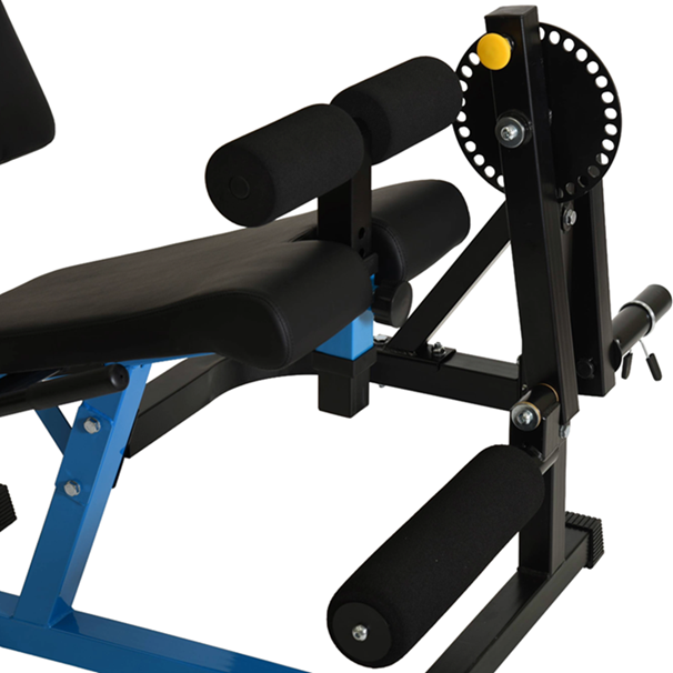 Black and blue weight bench Stamina Leg Extension and Curl Machine 50-3200 for home strength training and lower body workouts