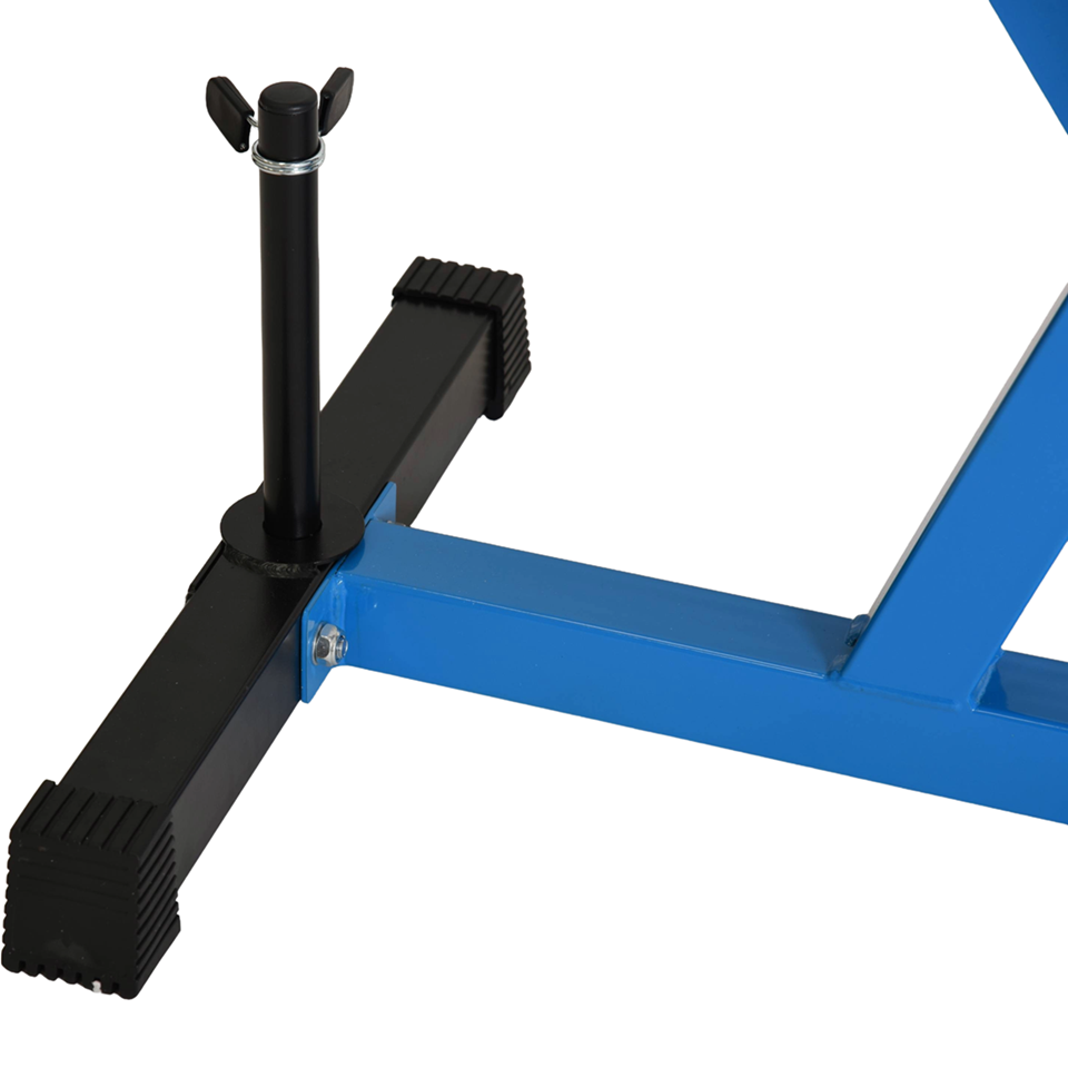 Blue and black metal stand on a white background Stamina Leg Extension and Curl Machine 50-3200 for home strength training and lower body workouts