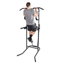 Person using a Stamina Power Tower 1698 on a white background