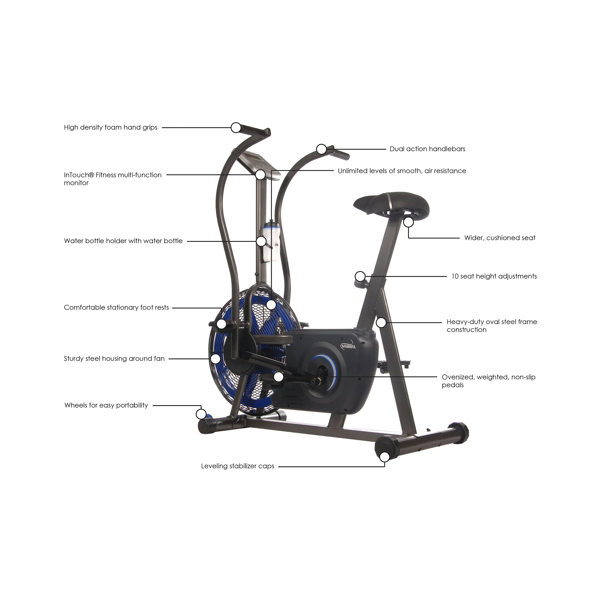 stationary bicycle parts Stationary Air Bike with Dynamic Resistance and Comfort