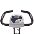 Upright bike with digital display on a white background