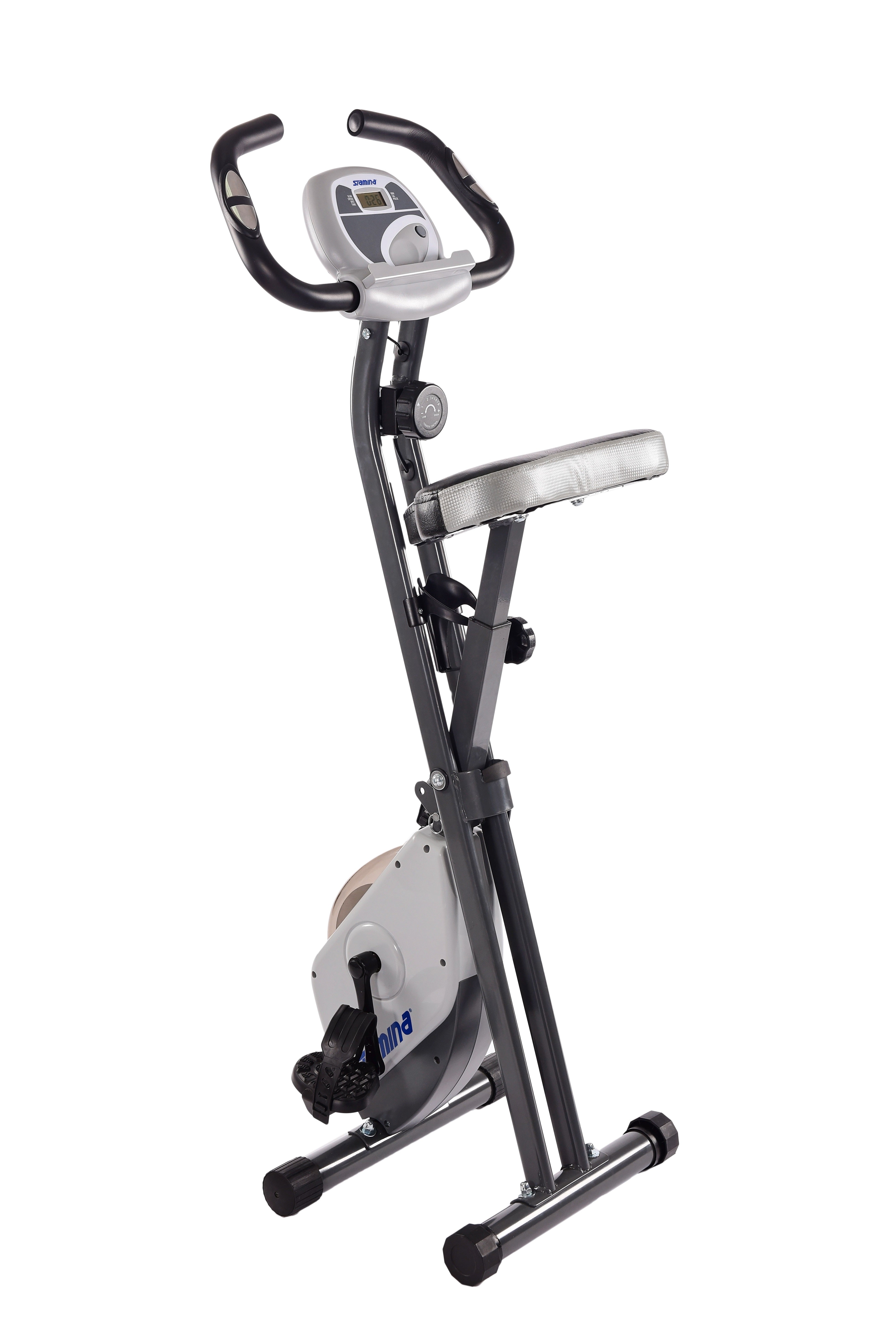 Cardio Exercise bike with digital display on a white background