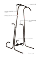 Fitness equipment with labeled parts on a white background