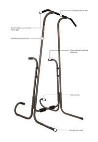 Fitness equipment with labeled parts on a white background