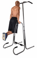 Man using a pull-up bar on a white background