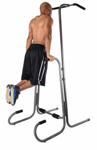 Man using a pull-up bar on a white background