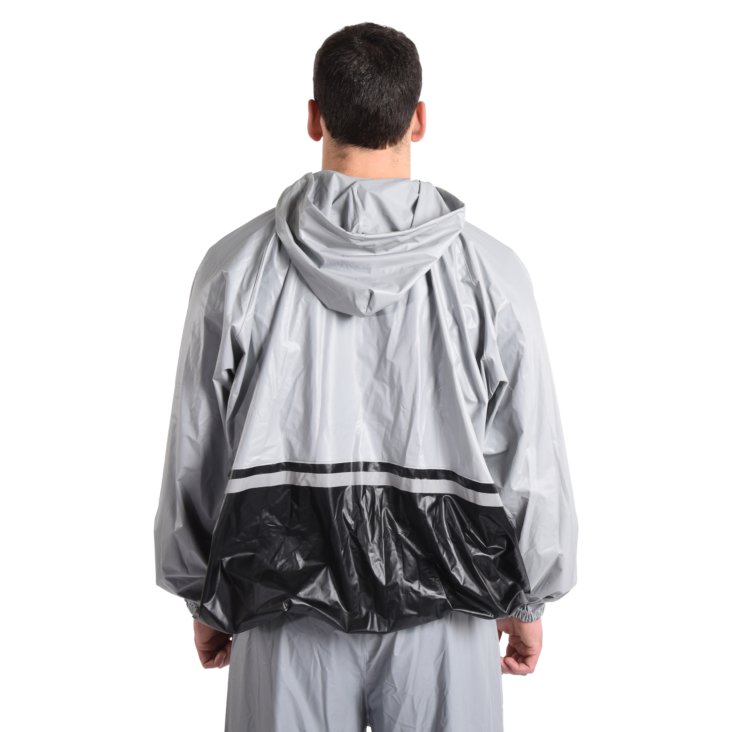 Stamina Sauna Suit back view hooded off.