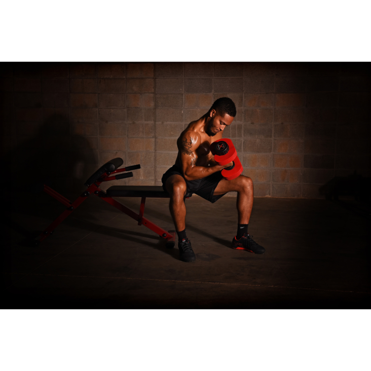 Man workout on Stamina X Versa-Bell Strength home exercise equipment