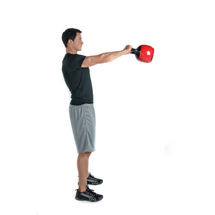 Man standing side view while exercising on Stamina Versa-Bell.