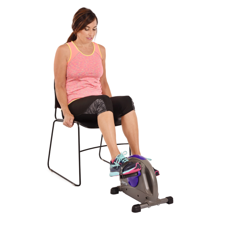 Woman workout on Purple Stamina Mini Exercise Bike with Smooth pedal System