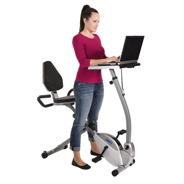 Stamina 2-in-1 Recumbent Exercise Bike Workstation and Standing Desk