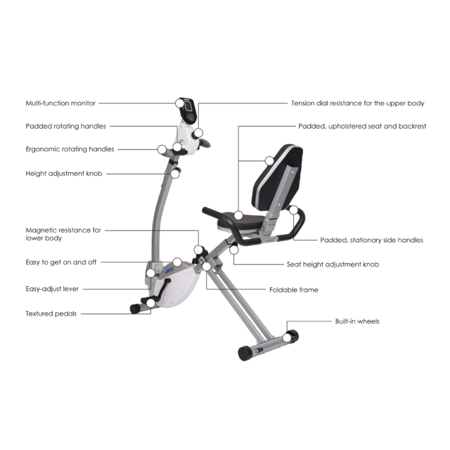 Stamina Recumbent Exercise Bike with Upper Body Exerciser