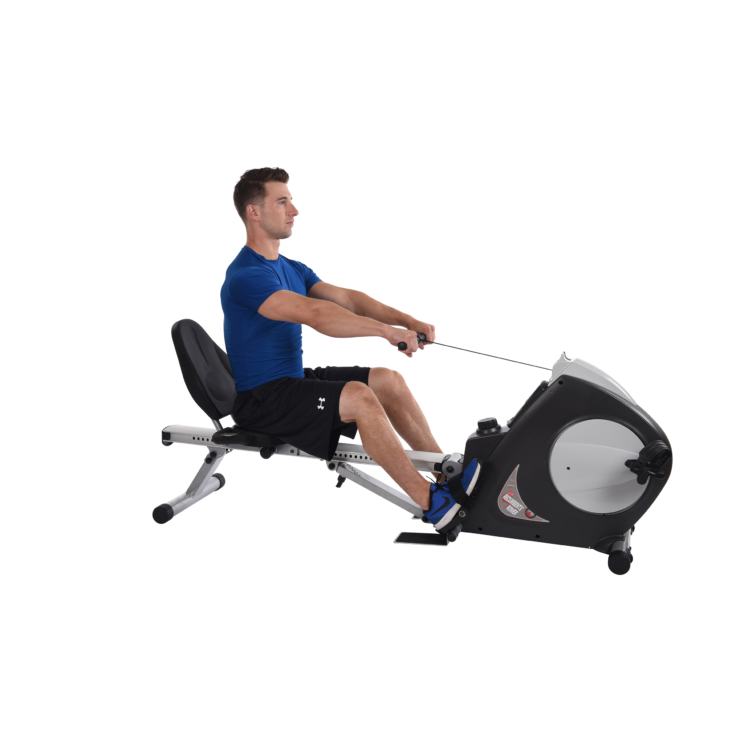 Man seated and workout on Stamina Conversion II Recumbent Bike/Rower