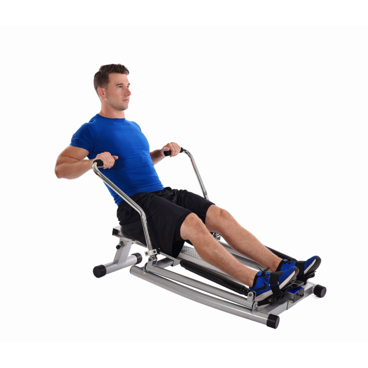 Man workout on Stamina 1215 Orbital Rower with Free Motion Arms