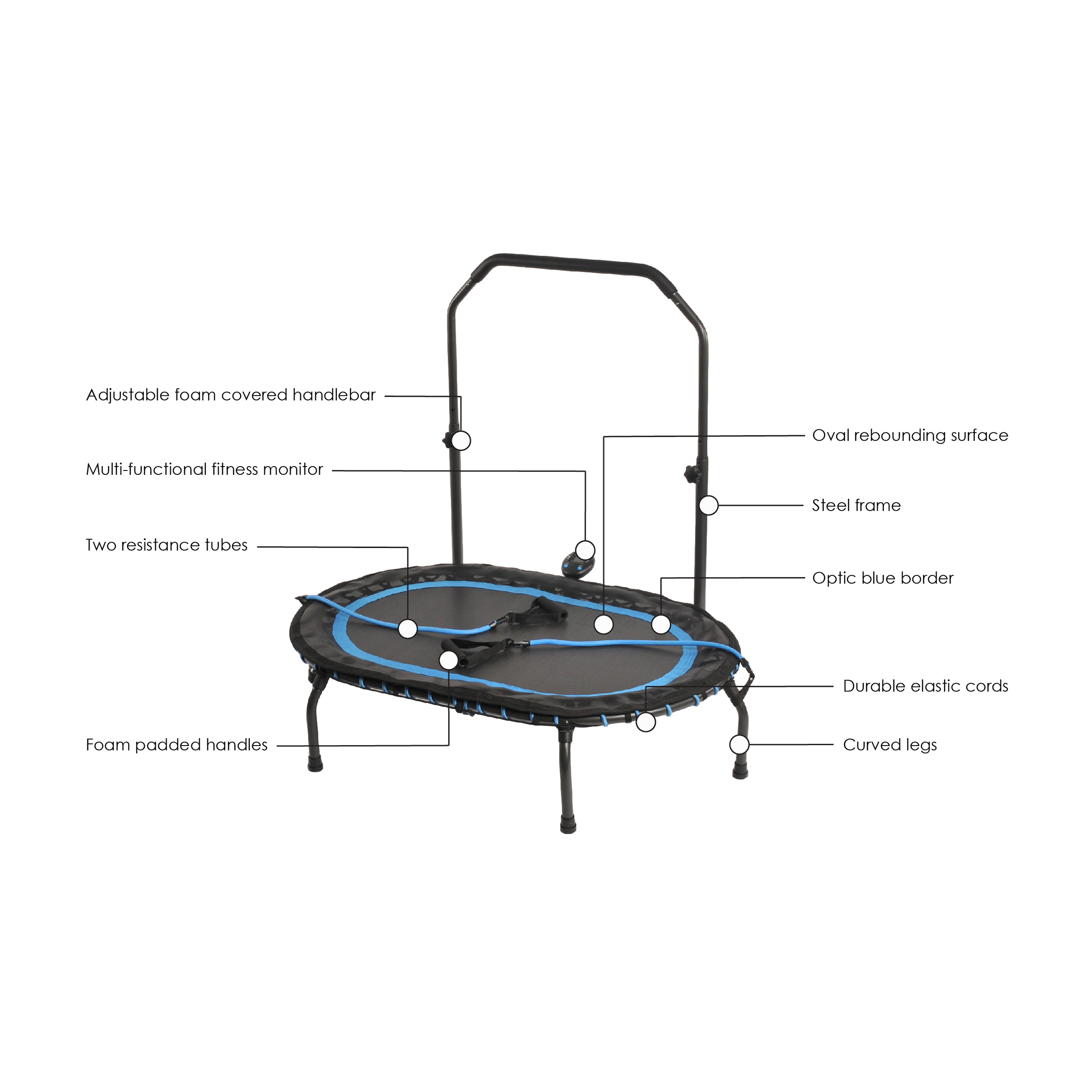 Stamina 35-1704 Intone Oval Fitness Trampoline Black/Blue for sale online 