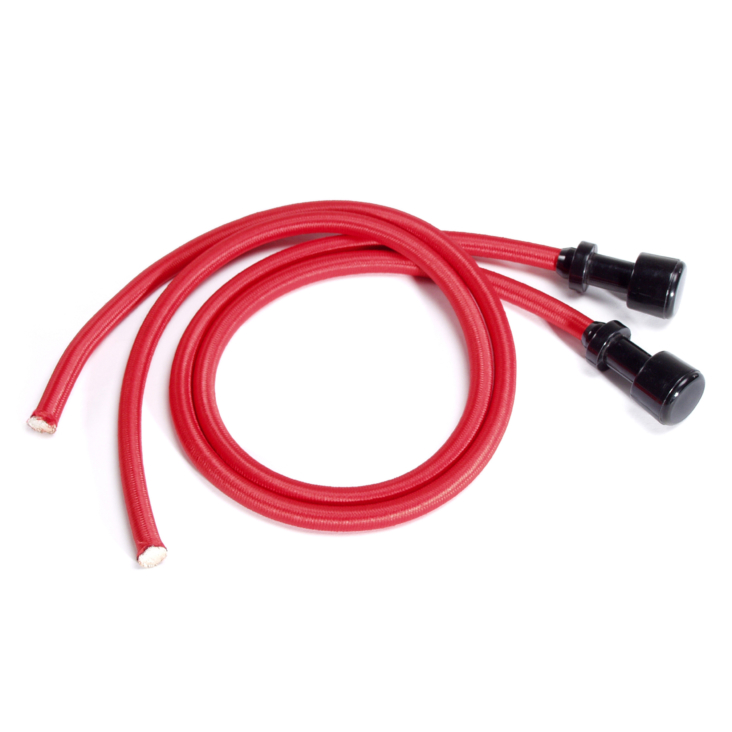 Red elastic bungee cords.