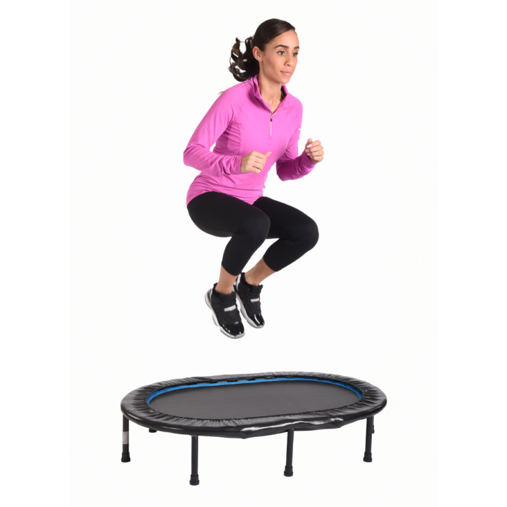 Woman jumping on Stamina Oval Fitness Trampoline.
