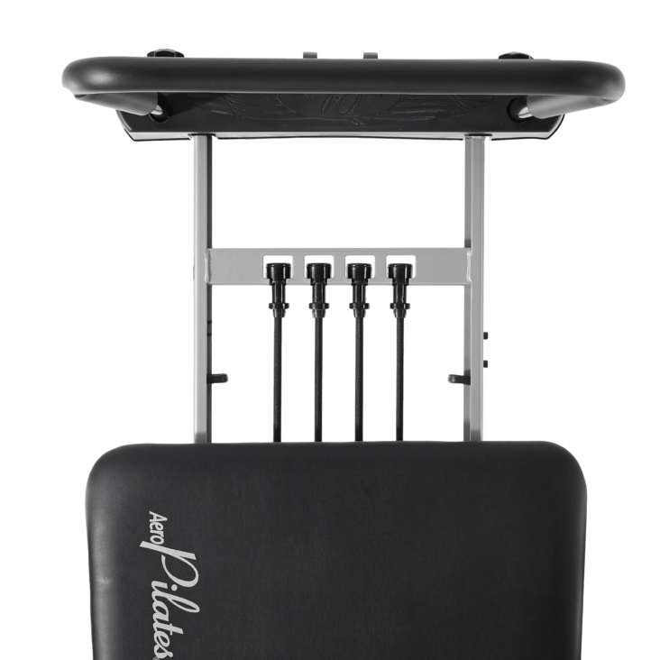 Aeropilates Premier Studio Adjustable resistance with 4 heavy-duty, elastic bungee cords.