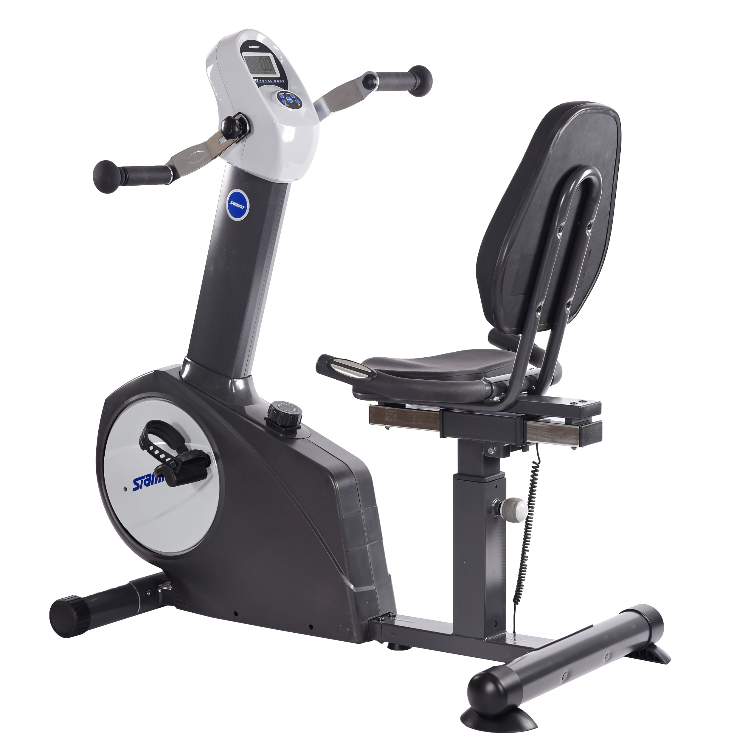 recumbent exercise bike with upper body exerciser