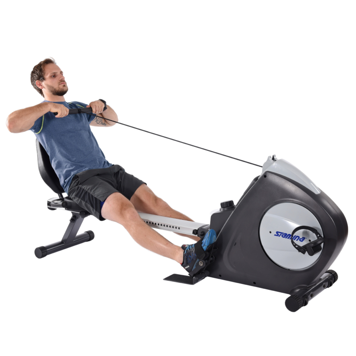 Man performing breast workout on Stamina Conversion II Recumbern Bike And Rower.