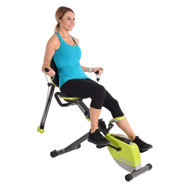 Woman using Stamina Wonder Exercise Bike With Strengthen System.