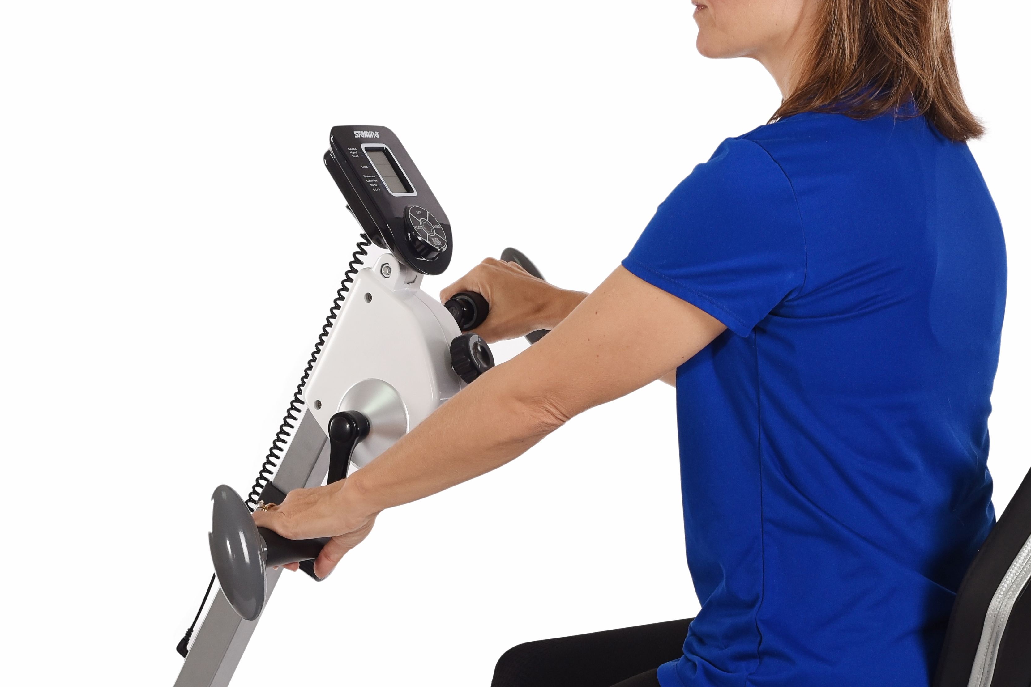 stamina recumbent exercise bike with upper body exerciser