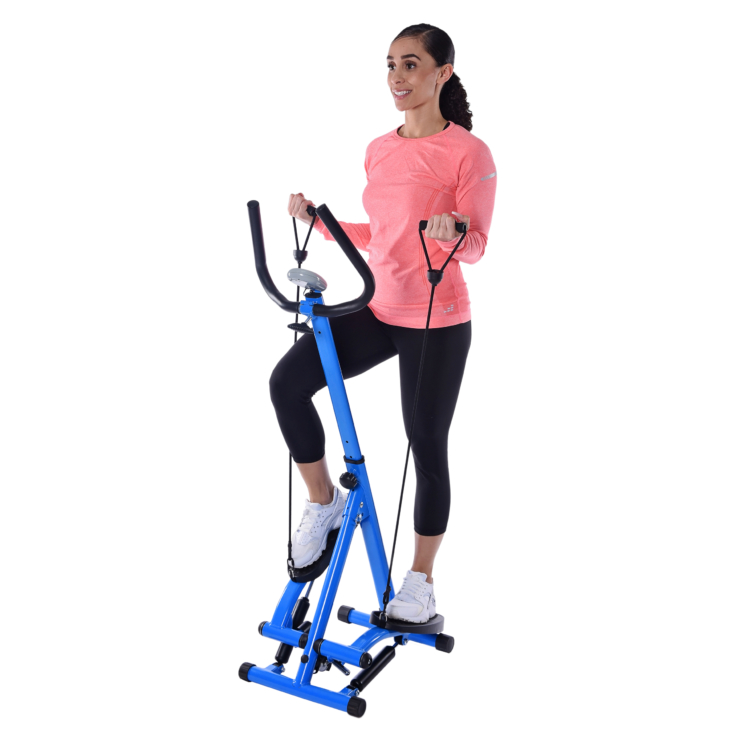Woman performing exercise on Stamina Space Saving Stepper.
