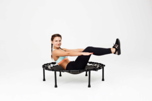 Woman on exercising on trampoline