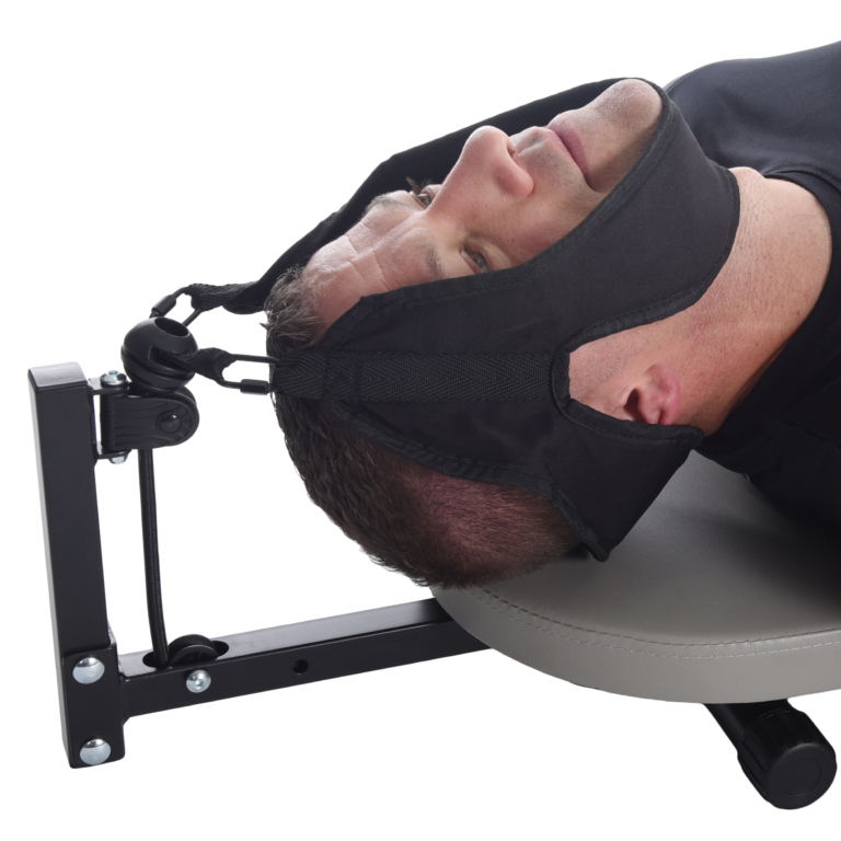 Man stretching his neck with Stamina Inline Back Stretch Bench.