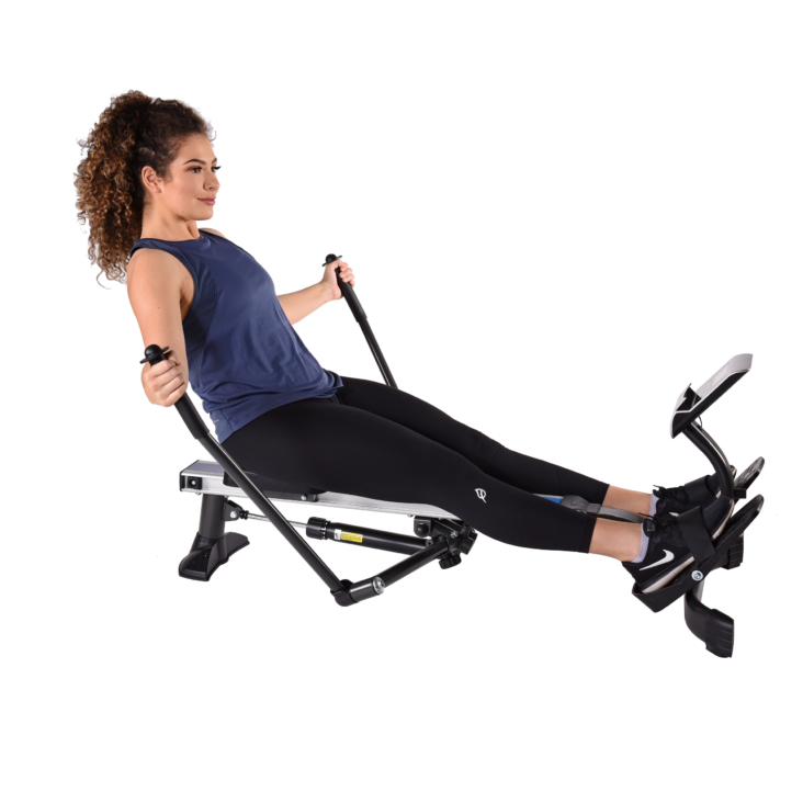 Woman performing rowing arm on Stamina BodyTrac Glider.