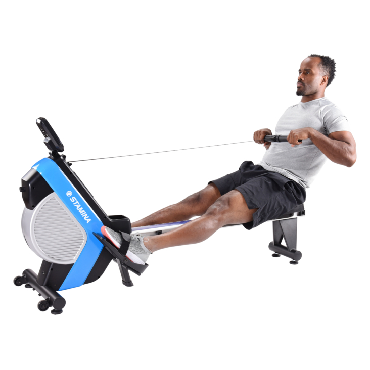 Man pulling back the Stamina Rowing Handle.