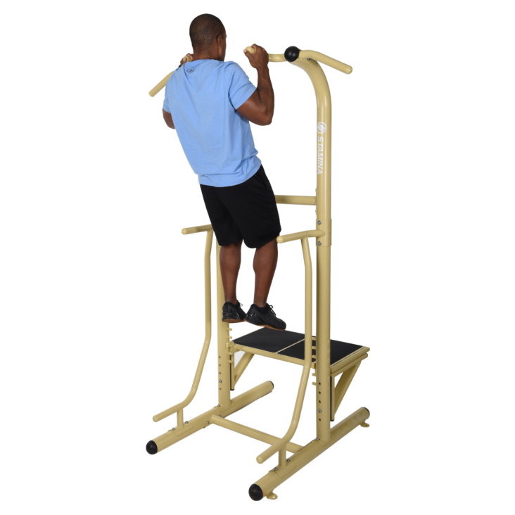 Man performing pull up on Outdoor Power Tower Pro Pull up Station