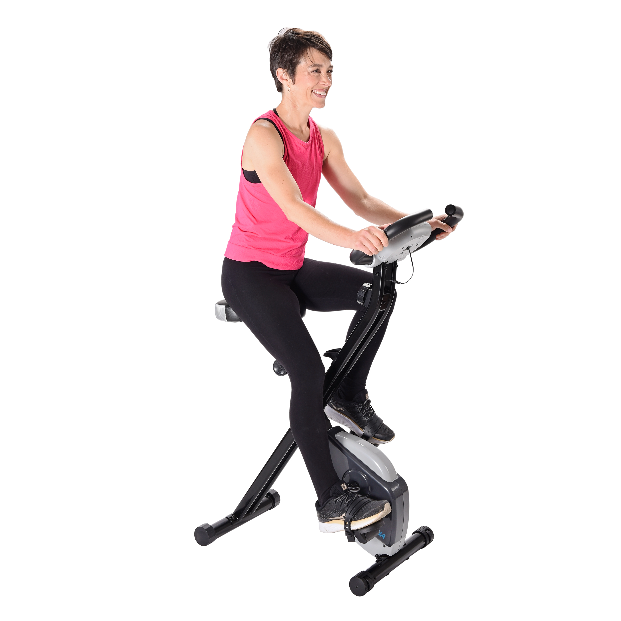 SWAOOS Folding electromagnetic exercise bike home exercise trainers and stationary vertical folding trainer,Black indoor fitness equipment