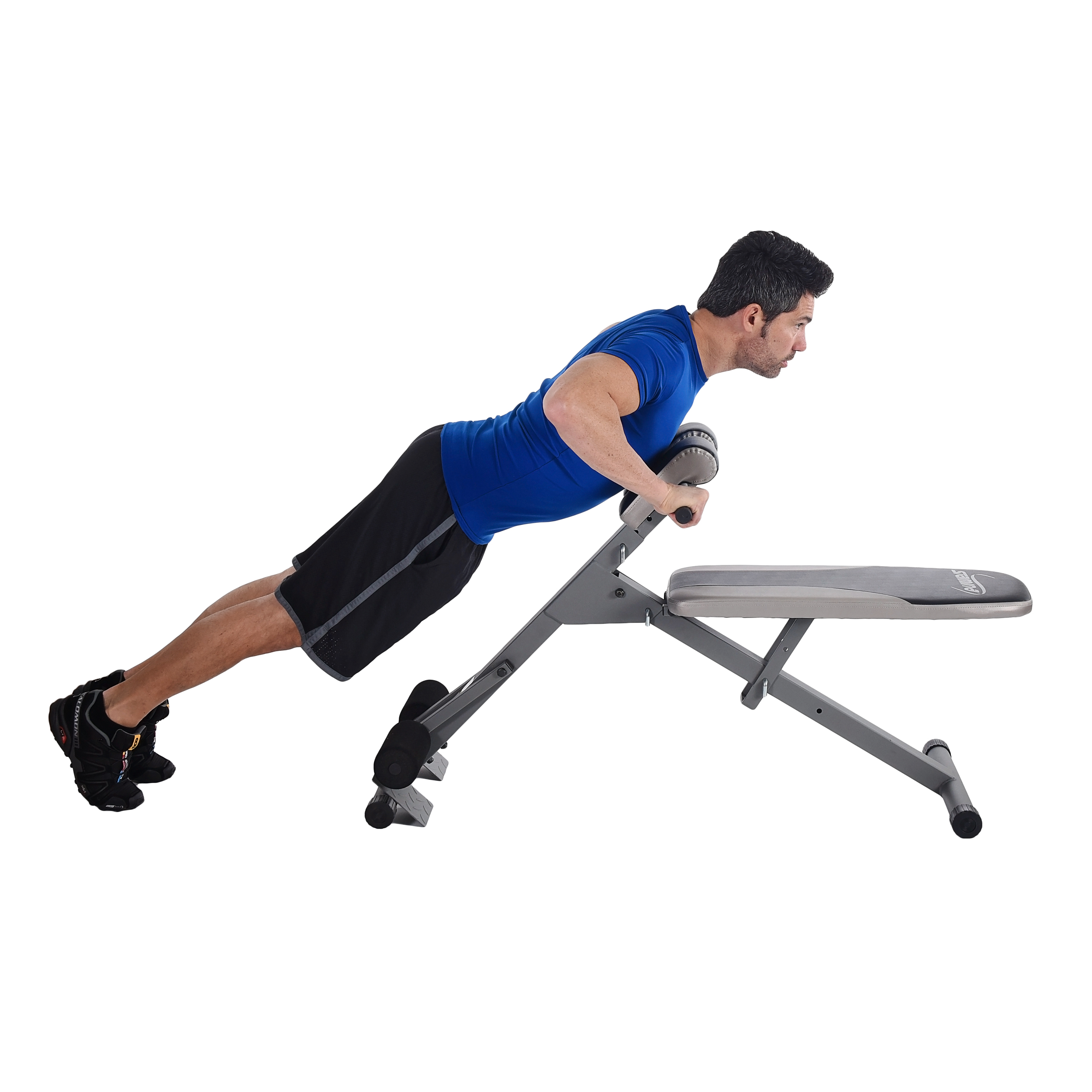 Roman chair sit-up on a flat bench exercise instructions and video
